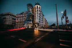 Dancing House at night